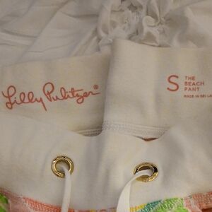 Lilly Pulitzer White and Gold Beach Pants